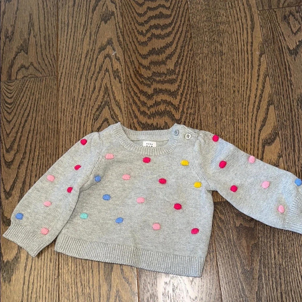 GAP Gray and Pink Sweater with Playful Design